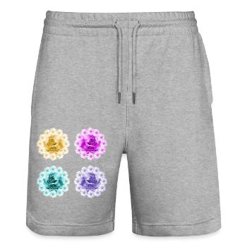 Daisies Butterflies Flower Floral Pattern - Stanley/Stella Trainer Unisex Organic Jogging Shorts - heather grey - Front - Nik (191cm) & Marisol (170cm)