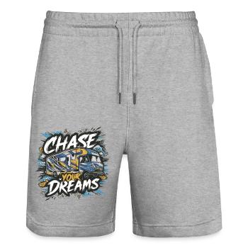 RV Caravan Saying Chase Your Dreams Holiday - Stanley/Stella Trainer Unisex Organic Jogging Shorts - heather grey - Front - Nik (191cm) & Marisol (170cm)