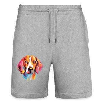 American Foxhound Hunderasse Aquarell Karikatur Kaw - Stanley/Stella Unisex Bio Joggingshorts Trainer  - Grau meliert - Vorne - Nik (191cm) & Marisol (170cm)