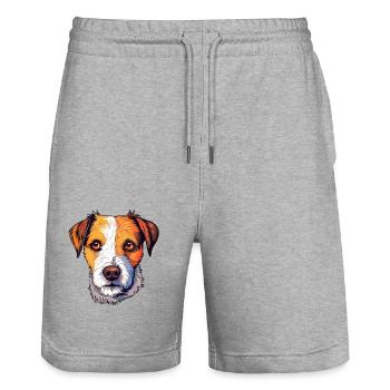Parson Russell Terrier Dog Breed Watercolor Cartoo - Stanley/Stella Trainer Unisex Organic Jogging Shorts - heather grey - Front - Nik (191cm) & Marisol (170cm)