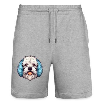 Bolognese Dog Breed Watercolor Cartoon Kawaii Colo - Stanley/Stella Trainer Unisex Organic Jogging Shorts - heather grey - Front - Nik (191cm) & Marisol (170cm)