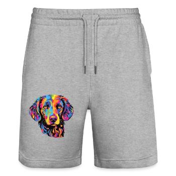 Lockig beschichteter Retriever Hund Rasse Aquarell Cartoo - Stanley/Stella Unisex Bio Joggingshorts Trainer  - Grau meliert - Vorne - Nik (191cm) & Marisol (170cm)