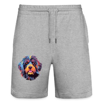 Barbet Dog Breed Watercolor Cartoon Kawaii Colorfu - Stanley/Stella Trainer Unisex Organic Jogging Shorts - heather grey - Front - Nik (191cm) & Marisol (170cm)
