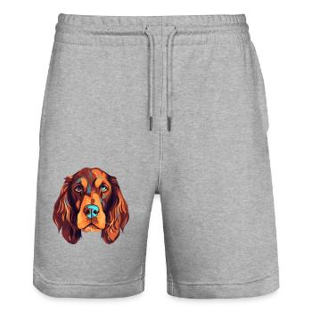 American Water Spaniel Dog Breed Watercolor Cartoo - Stanley/Stella Trainer Unisex Organic Jogging Shorts - heather grey - Front - Nik (191cm) & Marisol (170cm)