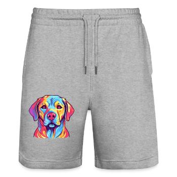 Labrador Hund Rasse Aquarell Karikatur Kawaii Farbe - Stanley/Stella Unisex Bio Joggingshorts Trainer  - Grau meliert - Vorne - Nik (191cm) & Marisol (170cm)