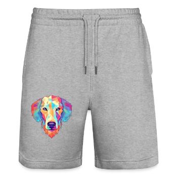 Bedlington Terrier Dog Breed Watercolor Cartoon Ka - Stanley/Stella Trainer Unisex Organic Jogging Shorts - heather grey - Front - Nik (191cm) & Marisol (170cm)