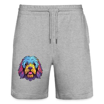 Labradoodle Hunderasse Aquarell Karikatur Kawaii Co - Stanley/Stella Unisex Bio Joggingshorts Trainer  - Grau meliert - Vorne - Nik (191cm) & Marisol (170cm)