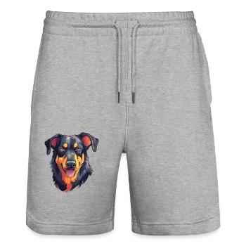 Beauceron Hunderasse Aquarell Karikatur Kawaii Colo - Stanley/Stella Unisex Bio Joggingshorts Trainer  - Grau meliert - Vorne - Nik (191cm) & Marisol (170cm)