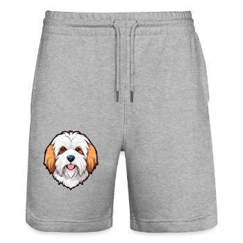 Coton De Tuléar Race De Chien Aquarelle Cartoon Kawai - Short de jogging bio TRAINER Stanley/Stella unisexe - gris chiné - Devant - Nik (191cm) & Marisol (170cm)