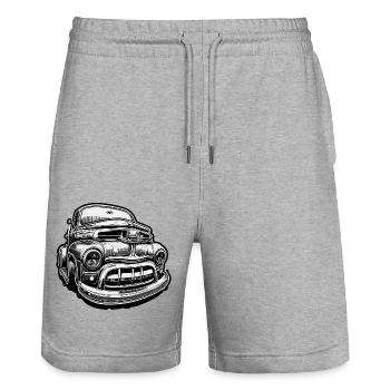 Auto / Fahrzeug / PKW / Mobil / Old Timer / fahren - Stanley/Stella Unisex Bio Joggingshorts Trainer  - Grau meliert - Vorne - Nik (191cm) & Marisol (170cm)