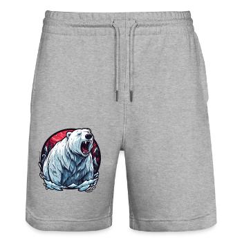 Polar Bear / Animal / Norpol / Winter / Childlike / Cute - Stanley/Stella Trainer Unisex Organic Jogging Shorts - heather grey - Front - Nik (191cm) & Marisol (170cm)