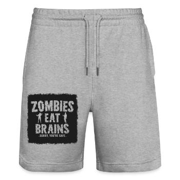 Zombies Eat Brains Funny Saying Sayings Quote - Stanley/Stella Trainer Unisex Organic Jogging Shorts - heather grey - Front - Nik (191cm) & Marisol (170cm)
