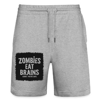 Zombies Eat Brains Lustiger Spruch Sprüche Zitat - Stanley/Stella Unisex Bio Joggingshorts Trainer  - Grau meliert - Vorne - Nik (191cm) & Marisol (170cm)