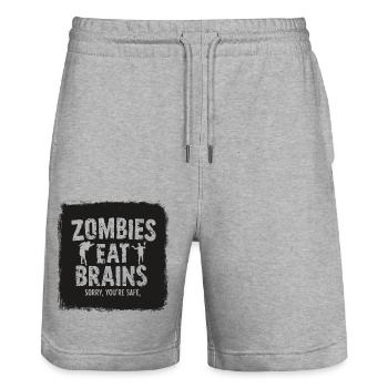 Zombies Eat Brains Funny Saying Sayings Quote - Stanley/Stella Trainer Unisex Organic Jogging Shorts - heather grey - Front - Nik (191cm) & Marisol (170cm)