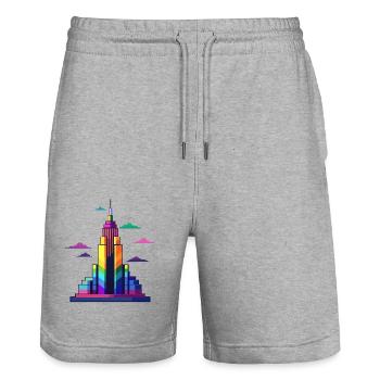 Skyscraper - Stanley/Stella Unisex Bio Joggingshorts Trainer  - Grau meliert - Vorne - Nik (191cm) & Marisol (170cm)