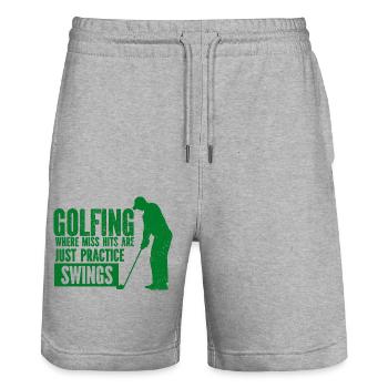 Golf - Golfclub Goldspieler Birdie Elite Luxus - Stanley/Stella Unisex Bio Joggingshorts Trainer  - Grau meliert - Vorne - Nik (191cm) & Marisol (170cm)