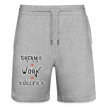 Dreams + Work = Success - Stanley/Stella Trainer Unisex Organic Jogging Shorts - heather grey - Front - Nik (191cm) & Marisol (170cm)