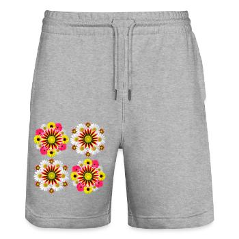 Gazania Daisies Sunflowers Blossom Floral Design - Stanley/Stella Trainer Unisex Organic Jogging Shorts - heather grey - Front - Nik (191cm) & Marisol (170cm)