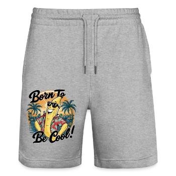 Lustige Banane mit Spruch für den Urlaub - Stanley/Stella Unisex Bio Joggingshorts Trainer  - Grau meliert - Vorne - Nik (191cm) & Marisol (170cm)