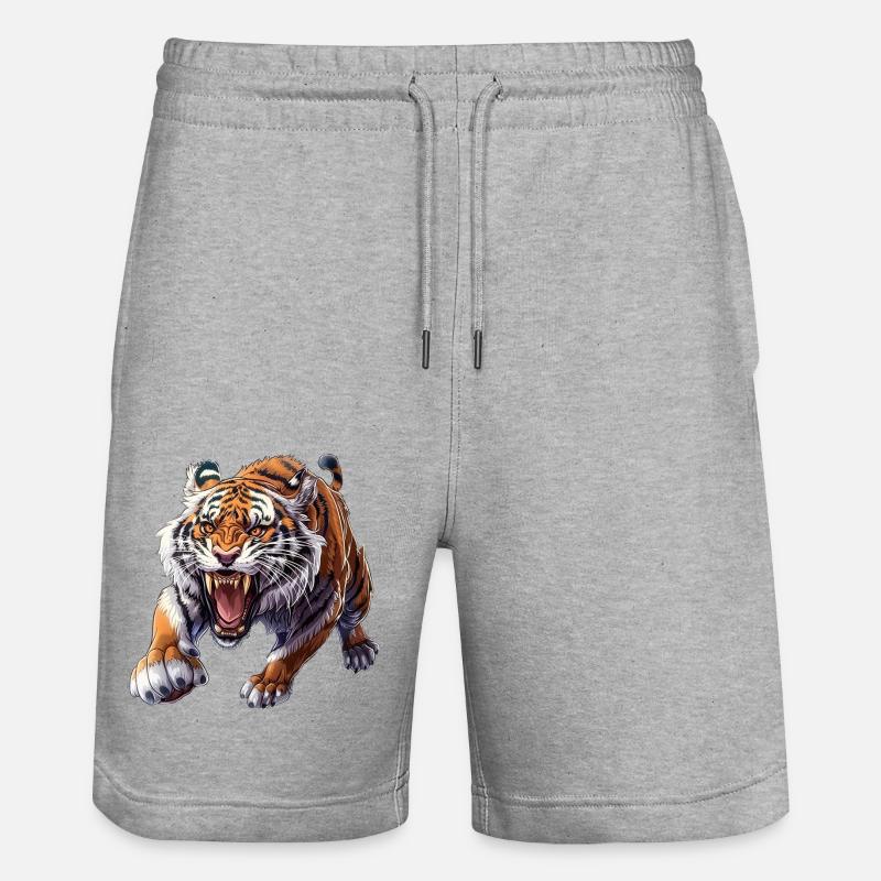 Stolzer Tiger Im Angriffsmodus - Stanley/Stella Unisex Bio Joggingshorts Trainer - Grau meliert