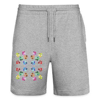 floral pattern floral tendril blooming flower floral - Stanley/Stella Trainer Unisex Organic Jogging Shorts - heather grey - Front - Nik (191cm) & Marisol (170cm)