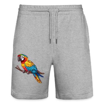 Farbenfroher Papagei Auf Ast - Stanley/Stella Unisex Bio Joggingshorts Trainer  - Grau meliert - Vorne - Nik (191cm) & Marisol (170cm)
