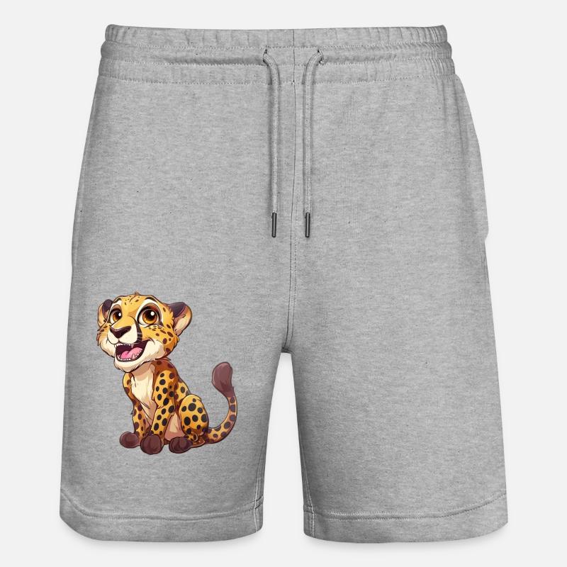 Mignon jeune guépard souriant - Short de jogging bio TRAINER Stanley/Stella unisexe - gris chiné