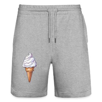 Sommersüße Eistüte Mit Sahnehäubchen - Stanley/Stella Unisex Bio Joggingshorts Trainer  - Grau meliert - Vorne - Nik (191cm) & Marisol (170cm)