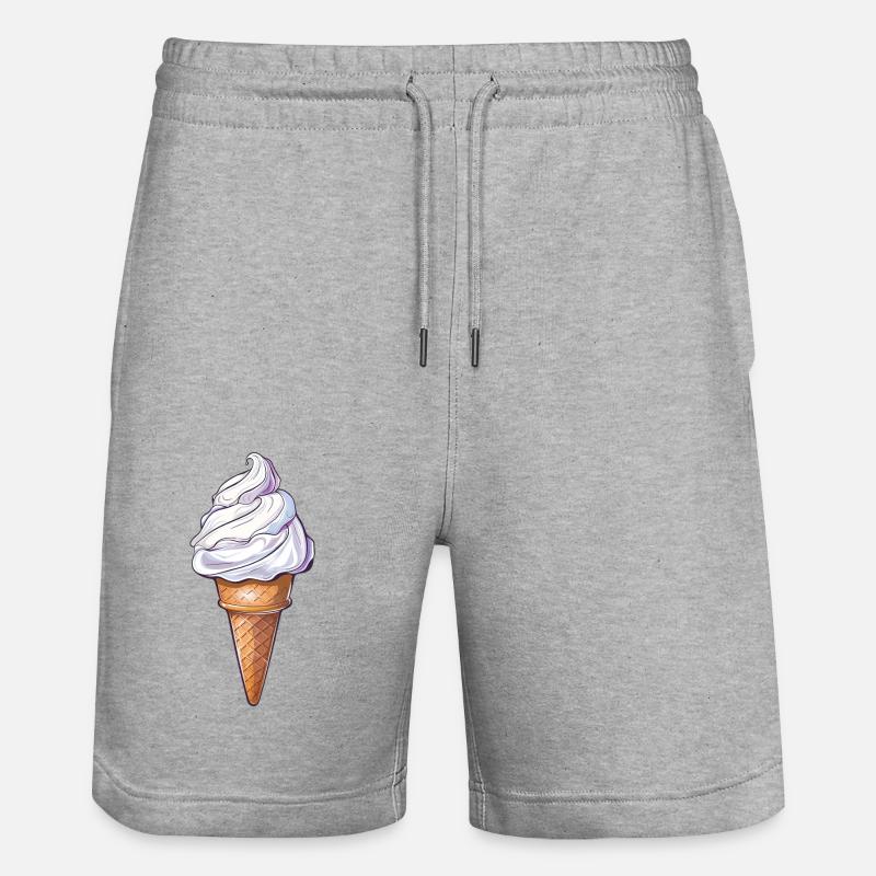 Sommersüße Eistüte Mit Sahnehäubchen - Stanley/Stella Unisex Bio Joggingshorts Trainer  - Grau meliert