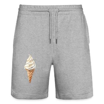 Motif estival de cornet de crème glacée rafraîchissant - Short de jogging bio TRAINER Stanley/Stella unisexe - gris chiné - Devant - Nik (191cm) & Marisol (170cm)