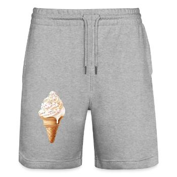 Ice-cold sweet seduction with sprinkles - Stanley/Stella Trainer Unisex Organic Jogging Shorts - heather grey - Front - Nik (191cm) & Marisol (170cm)
