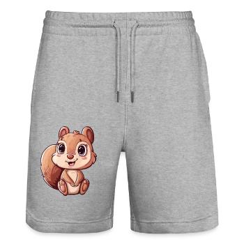 Adorable motif d’écureuil pour vous - Short de jogging bio TRAINER Stanley/Stella unisexe - gris chiné - Devant - Nik (191cm) & Marisol (170cm)