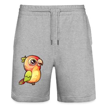 Süßer Karikatur Papagei In Bunten Farben - Stanley/Stella Unisex Bio Joggingshorts Trainer  - Grau meliert - Vorne - Nik (191cm) & Marisol (170cm)