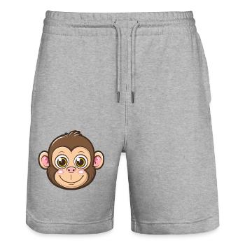 Cute Monkey Big Eyes Smile - Stanley/Stella Trainer Unisex Organic Jogging Shorts - heather grey - Front - Nik (191cm) & Marisol (170cm)
