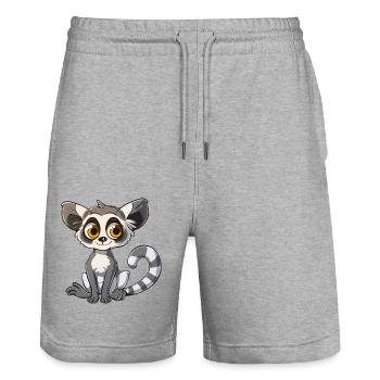 Entzückender Lemurenfreund Für Dich - Stanley/Stella Unisex Bio Joggingshorts Trainer  - Grau meliert - Vorne - Nik (191cm) & Marisol (170cm)