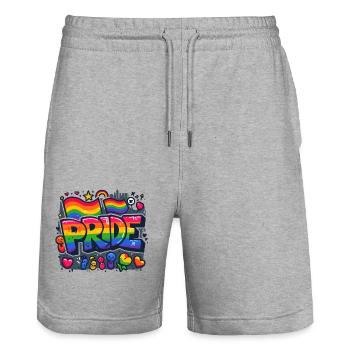 Graffiti Pride - Stanley/Stella Unisex Bio Joggingshorts Trainer  - Grau meliert - Vorne - Nik (191cm) & Marisol (170cm)