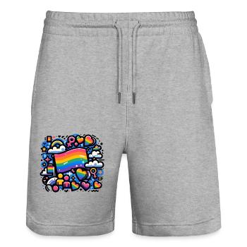 Graffiti Pride 2 - Stanley/Stella Unisex Bio Joggingshorts Trainer  - Grau meliert - Vorne - Nik (191cm) & Marisol (170cm)