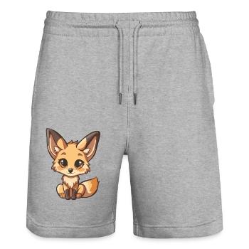 Niedlicher Fuchs Cartoon Tierliebhaber Charme - Stanley/Stella Unisex Bio Joggingshorts Trainer  - Grau meliert - Vorne - Nik (191cm) & Marisol (170cm)