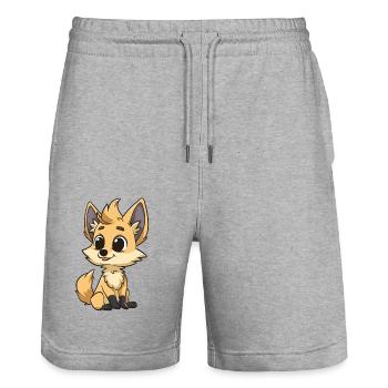 Cute fox with big eyes - Stanley/Stella Trainer Unisex Organic Jogging Shorts - heather grey - Front - Nik (191cm) & Marisol (170cm)