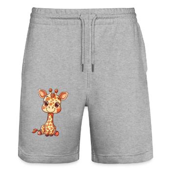 Cute Giraffe Drawing for Kids - Stanley/Stella Trainer Unisex Organic Jogging Shorts - heather grey - Front - Nik (191cm) & Marisol (170cm)