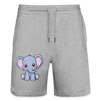 Cute Little Elephant for Kids - Stanley/Stella Trainer Unisex Organic Jogging Shorts - heather grey - Front - Nik (191cm) & Marisol (170cm)