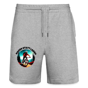 Calves instead of charging - Stanley/Stella Trainer Unisex Organic Jogging Shorts - heather grey - Front - Nik (191cm) & Marisol (170cm)