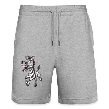 Zèbre joyeux avec un sourire - Short de jogging bio TRAINER Stanley/Stella unisexe - gris chiné - Devant - Nik (191cm) & Marisol (170cm)