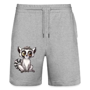 Cute Lemurs Look for Animal Lovers - Stanley/Stella Trainer Unisex Organic Jogging Shorts - heather grey - Front - Nik (191cm) & Marisol (170cm)