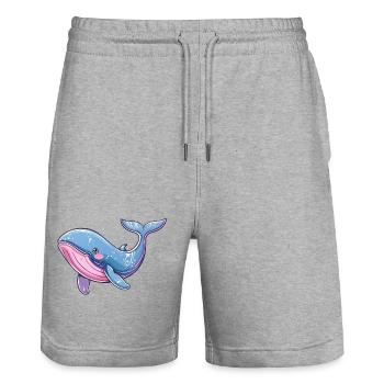 Motif de baleine coloré dans le style aquarelle - Short de jogging bio TRAINER Stanley/Stella unisexe - gris chiné - Devant - Nik (191cm) & Marisol (170cm)