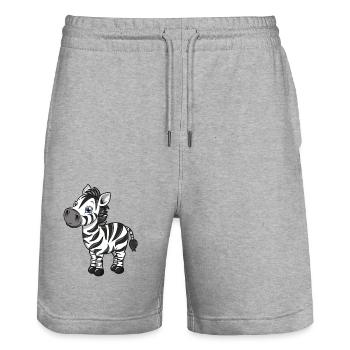 Cute Zebra Cartoon for Animal Lovers - Stanley/Stella Trainer Unisex Organic Jogging Shorts - heather grey - Front - Nik (191cm) & Marisol (170cm)