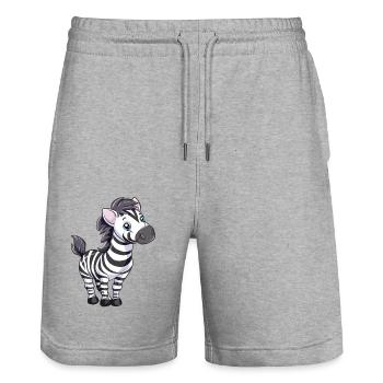 Cute Zebra Cartoon for Kids - Stanley/Stella Trainer Unisex Organic Jogging Shorts - heather grey - Front - Nik (191cm) & Marisol (170cm)
