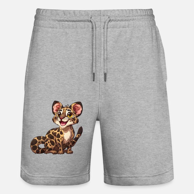 Verspielter Junger Leopard Blick - Stanley/Stella Unisex Bio Joggingshorts Trainer  - Grau meliert