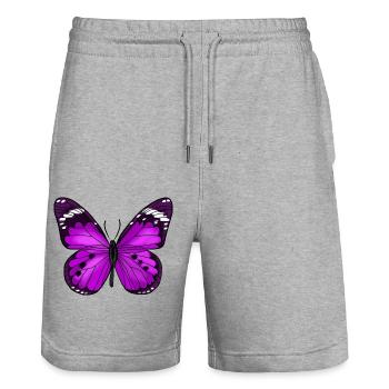 Butterfly Purple - Stanley/Stella Trainer Unisex Organic Jogging Shorts - heather grey - Front - Nik (191cm) & Marisol (170cm)