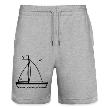 SAILBOAT SAILING SAILING BOAT MARITIMEON HOLIDAY - Stanley/Stella Trainer Unisex Organic Jogging Shorts - heather grey - Front - Nik (191cm) & Marisol (170cm)